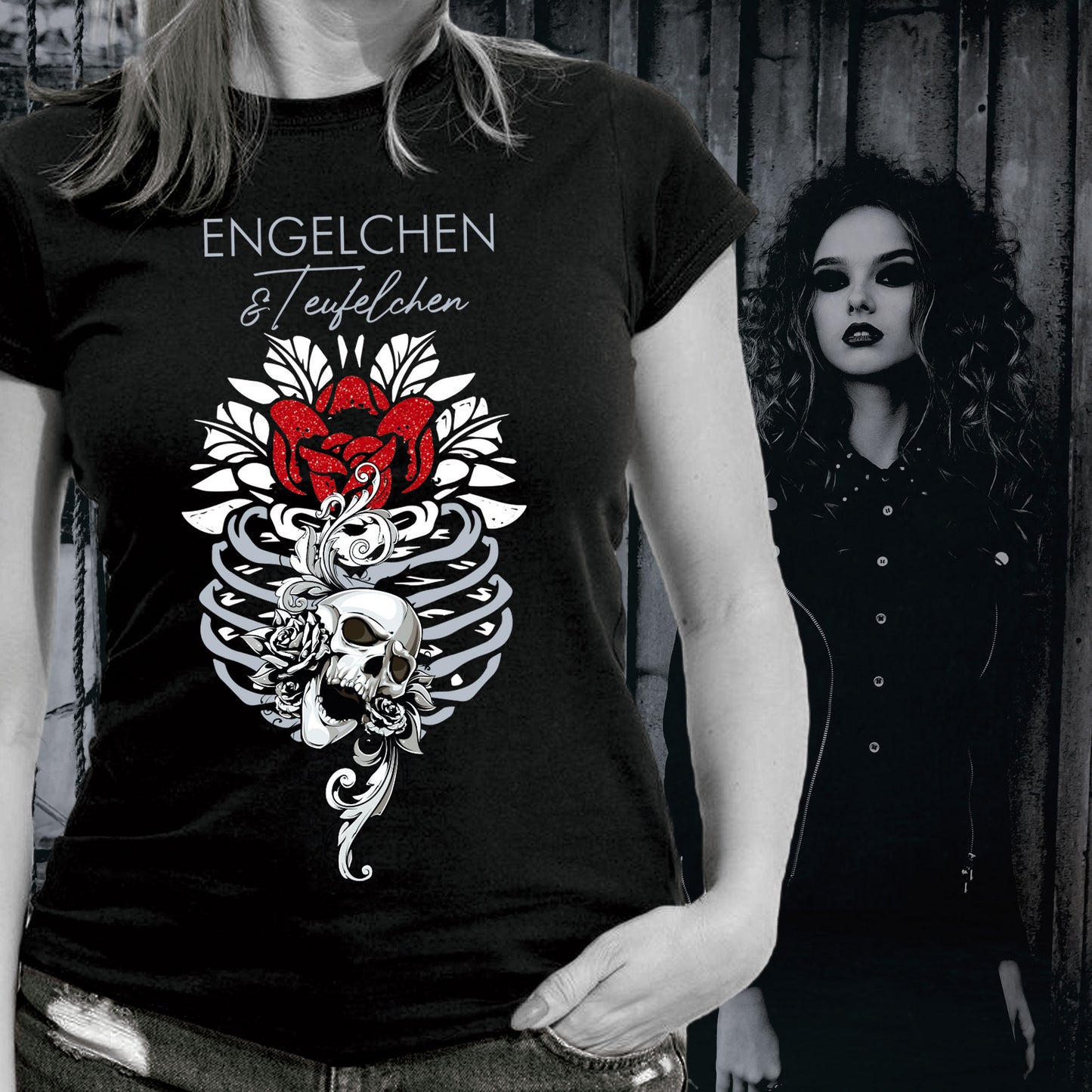 Girlie Shirt: Engelchen & Teufelchen Glamour Rose