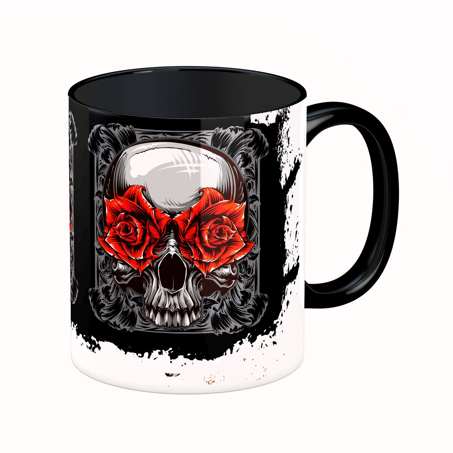 Tasse: Totenkopf mit Rose
