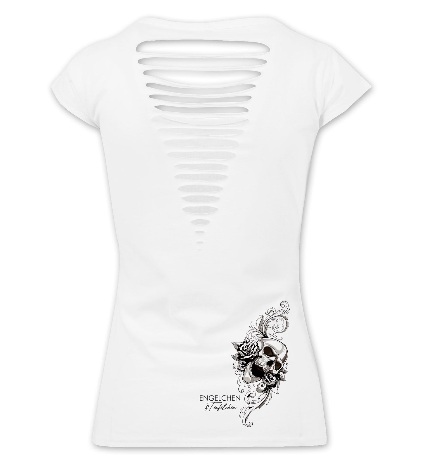 Girlie Shirt: Engelchen & Teufelchen Totenkopf