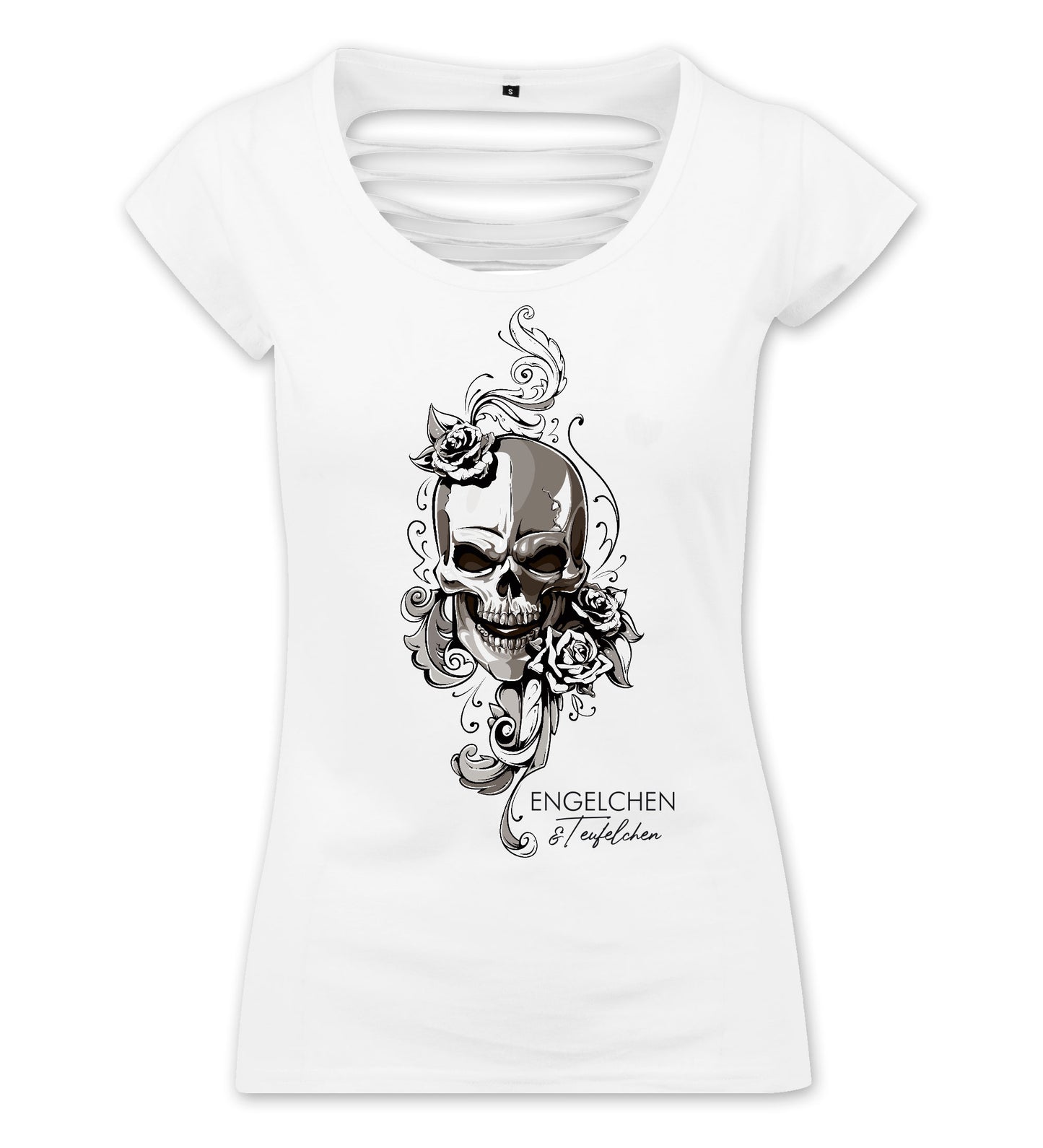 Girlie Shirt: Engelchen & Teufelchen Totenkopf
