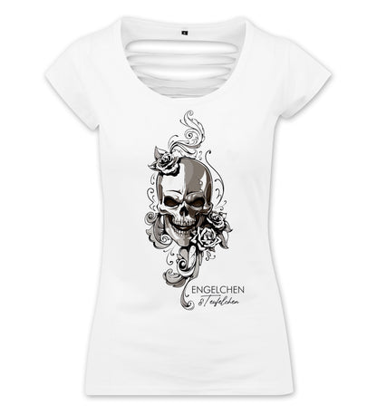 Girlie Shirt: Engelchen & Teufelchen Totenkopf