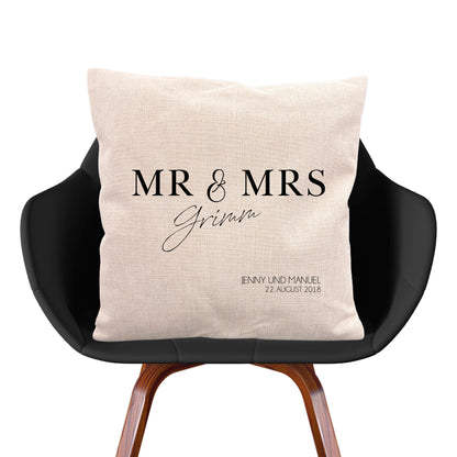 Kissen: Hochzeit Mr & Mrs personalisiert
