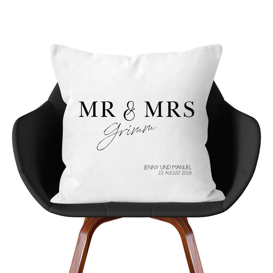 Kissen: Hochzeit Mr & Mrs personalisiert