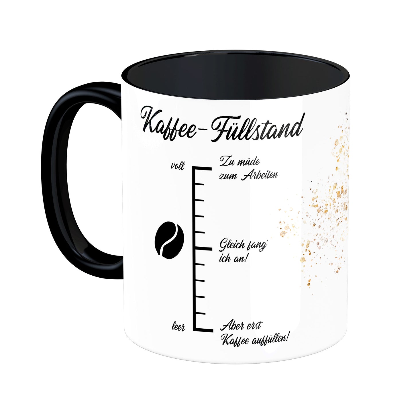 Tasse mit Spruch: Kaffee-Füllstand