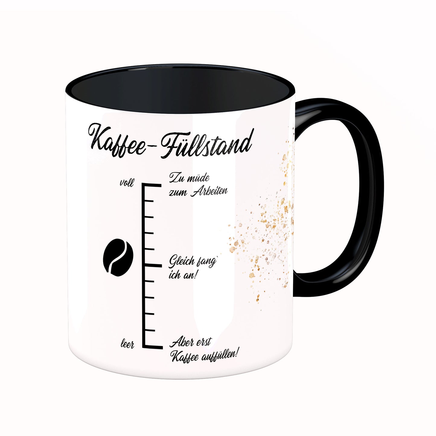 Tasse mit Spruch: Kaffee-Füllstand