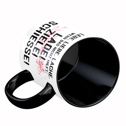 Tasse mit Spruch: Lade! Ziele! Schiesse!