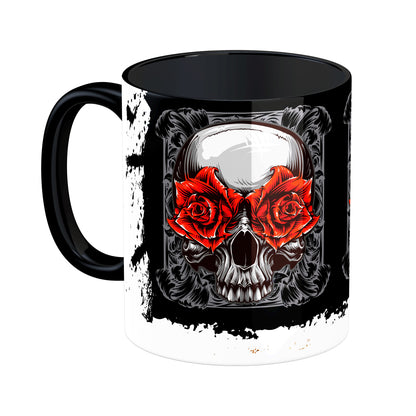 Tasse: Totenkopf mit Rose