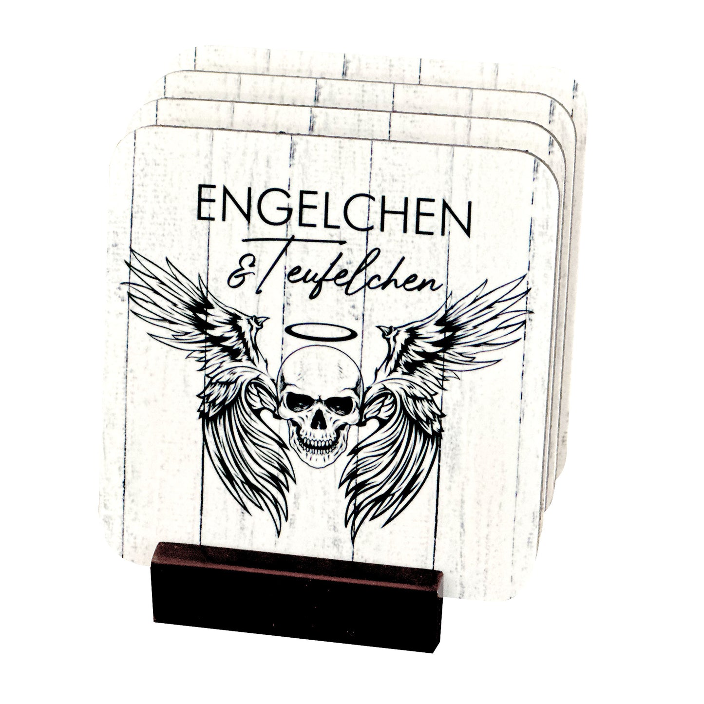 4er-Set Kork Untersetzer Engelchen & Teufelchen
