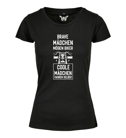 Damen T-Shirt: Brave Mädchen mögen Biker ...