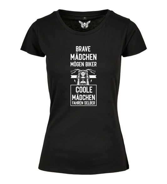 Girlie Shirt: Brave Mädchen mögen Biker ...