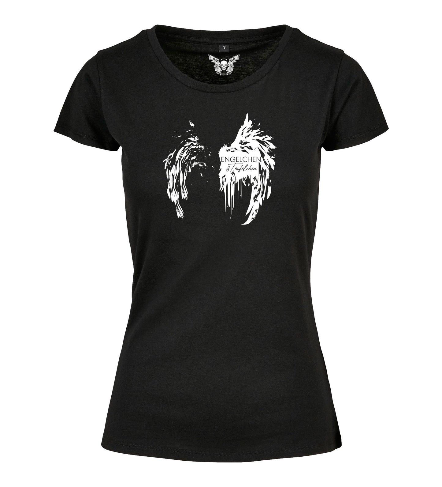 Damen T-Shirt: Engelchen & Teufelchen Flügel