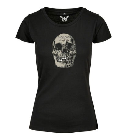 Damen T-Shirt: Engelchen & Teufelchen Totenkopf