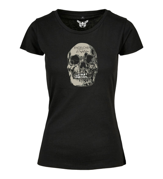 Girlie Shirt: Engelchen & Teufelchen Totenkopf