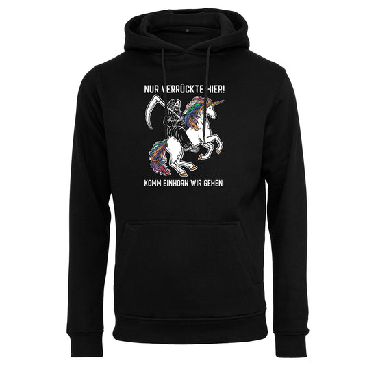 Hoodie: Nur Verrückte hier! Komm Einhorn wir gehen.